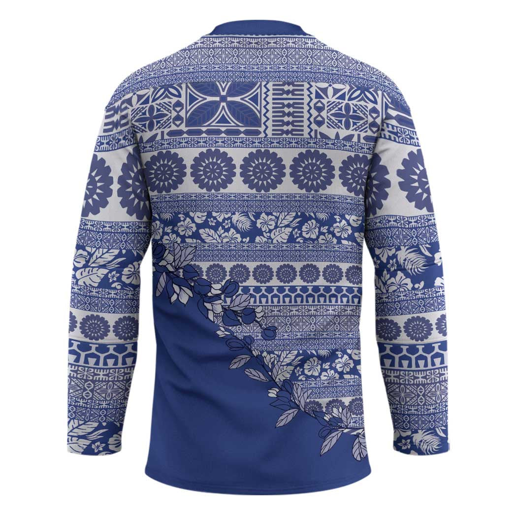 Fiji Marau na Kerisimasi Hockey Jersey Blue Tagimoucia Tapa Masi Tribal LT9 - Polynesian Pride