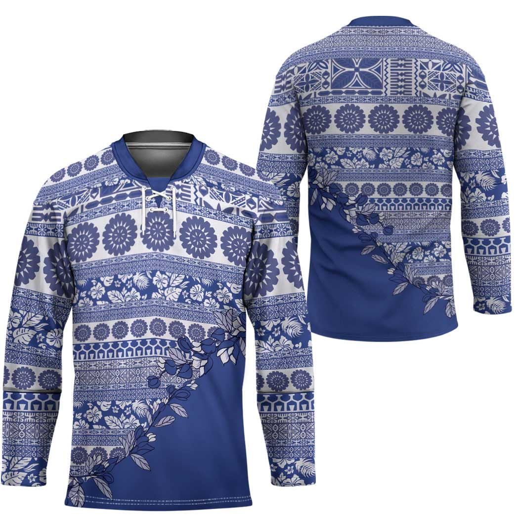 Fiji Marau na Kerisimasi Hockey Jersey Blue Tagimoucia Tapa Masi Tribal LT9 - Polynesian Pride