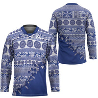 Fiji Marau na Kerisimasi Hockey Jersey Blue Tagimoucia Tapa Masi Tribal LT9 - Polynesian Pride