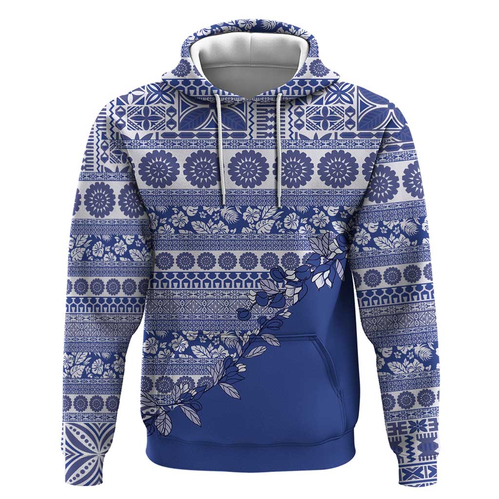 Fiji Marau na Kerisimasi Hoodie Blue Tagimoucia Tapa Masi Tribal LT9 Pullover Hoodie Blue - Polynesian Pride