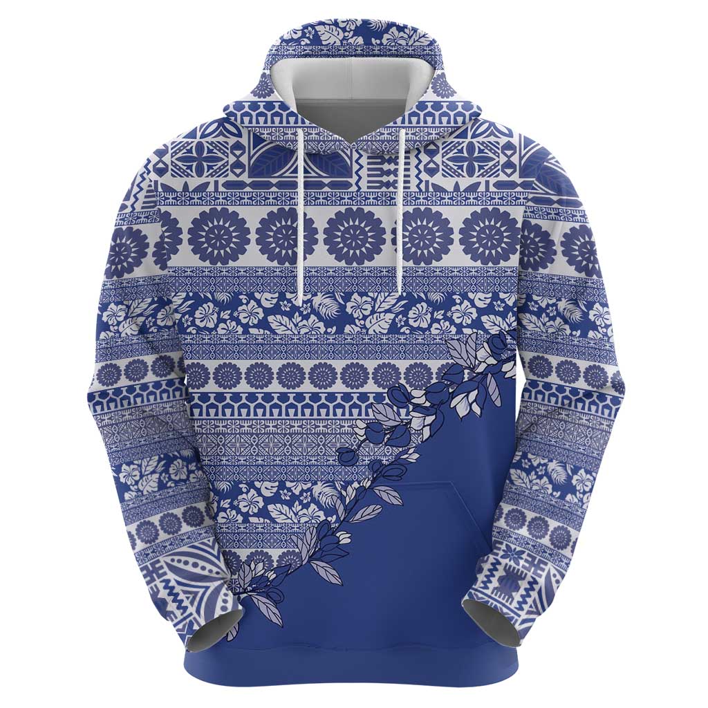 Fiji Marau na Kerisimasi Hoodie Blue Tagimoucia Tapa Masi Tribal LT9 - Polynesian Pride