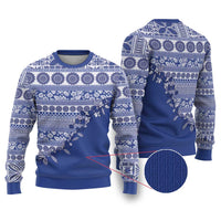 Fiji Marau na Kerisimasi Ugly Christmas Sweater Blue Tagimoucia Tapa Masi Tribal LT9 Blue - Polynesian Pride