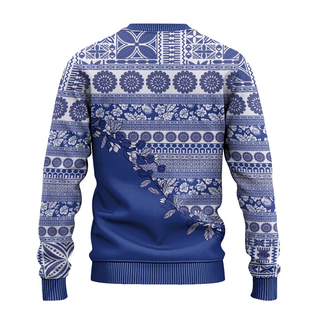 Fiji Marau na Kerisimasi Ugly Christmas Sweater Blue Tagimoucia Tapa Masi Tribal LT9 - Polynesian Pride