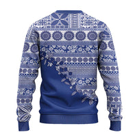 Fiji Marau na Kerisimasi Ugly Christmas Sweater Blue Tagimoucia Tapa Masi Tribal LT9 - Polynesian Pride