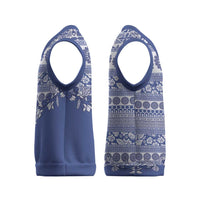 Fiji Marau na Kerisimasi Christmas Knitted V-Neck Vest Blue Tagimoucia Tapa Masi Tribal LT9 - Polynesian Pride