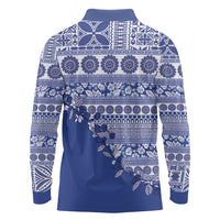 Fiji Marau na Kerisimasi Long Sleeve Polo Shirt Blue Tagimoucia Tapa Masi Tribal LT9 - Polynesian Pride