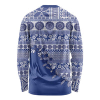 Fiji Marau na Kerisimasi Long Sleeve Shirt Blue Tagimoucia Tapa Masi Tribal LT9 - Polynesian Pride