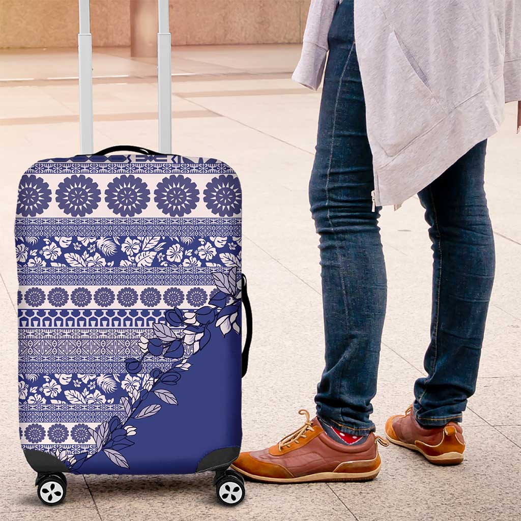 Fiji Marau na Kerisimasi Luggage Cover Blue Tagimoucia Tapa Masi Tribal LT9 Blue - Polynesian Pride