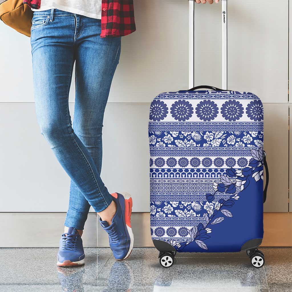 Fiji Marau na Kerisimasi Luggage Cover Blue Tagimoucia Tapa Masi Tribal LT9 - Polynesian Pride