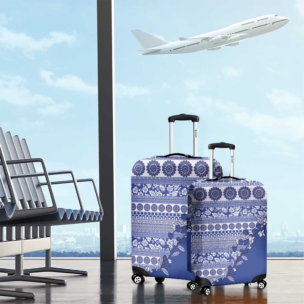 Fiji Marau na Kerisimasi Luggage Cover Blue Tagimoucia Tapa Masi Tribal LT9 - Polynesian Pride