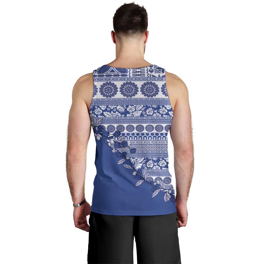 Fiji Marau na Kerisimasi Men Tank Top Blue Tagimoucia Tapa Masi Tribal LT9 - Polynesian Pride