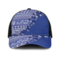 Fiji Marau na Kerisimasi Mesh Trucker Cap Blue Tagimoucia Tapa Masi Tribal - Polynesian Pride