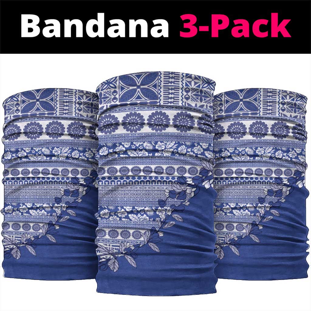 Fiji Marau na Kerisimasi Neck Gaiter Blue Tagimoucia Tapa Masi Tribal LT9 package One Size: 25*50cm Blue - Polynesian Pride