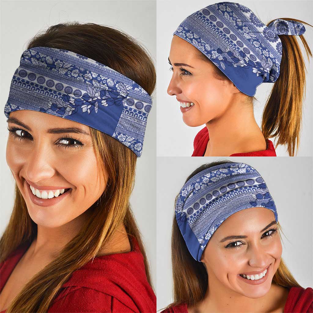 Fiji Marau na Kerisimasi Neck Gaiter Blue Tagimoucia Tapa Masi Tribal LT9 - Polynesian Pride
