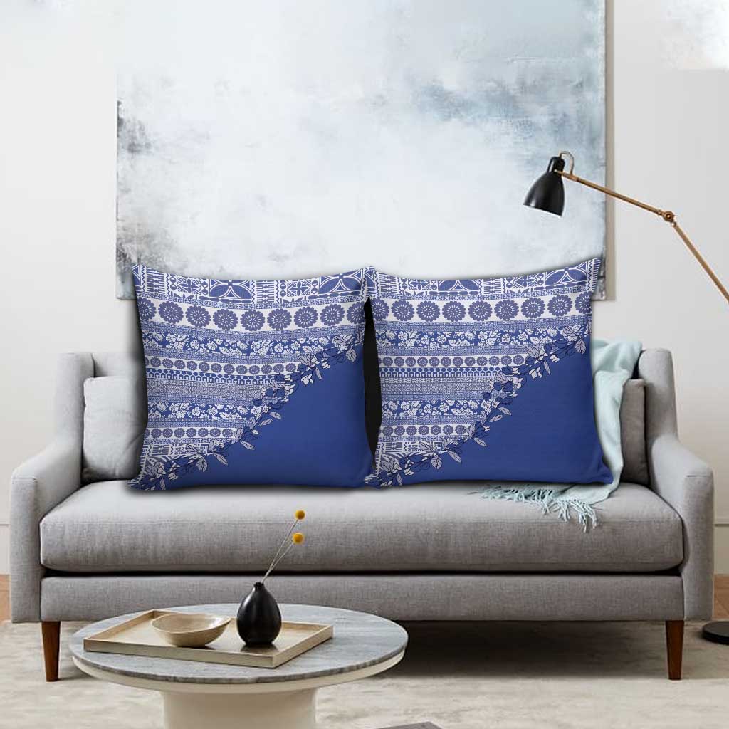 Fiji Marau na Kerisimasi Pillow Cover Blue Tagimoucia Tapa Masi Tribal LT9 - Polynesian Pride