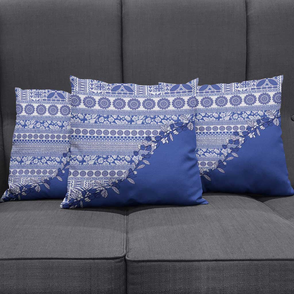 Fiji Marau na Kerisimasi Pillow Cover Blue Tagimoucia Tapa Masi Tribal LT9 - Polynesian Pride