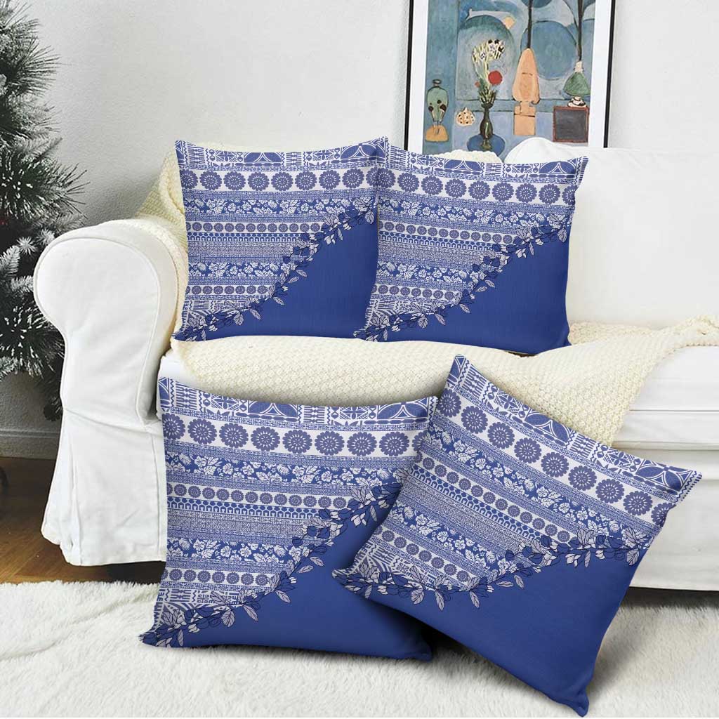 Fiji Marau na Kerisimasi Pillow Cover Blue Tagimoucia Tapa Masi Tribal LT9 - Polynesian Pride