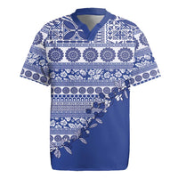 Fiji Marau na Kerisimasi Rugby Jersey Blue Tagimoucia Tapa Masi Tribal LT9 Blue - Polynesian Pride