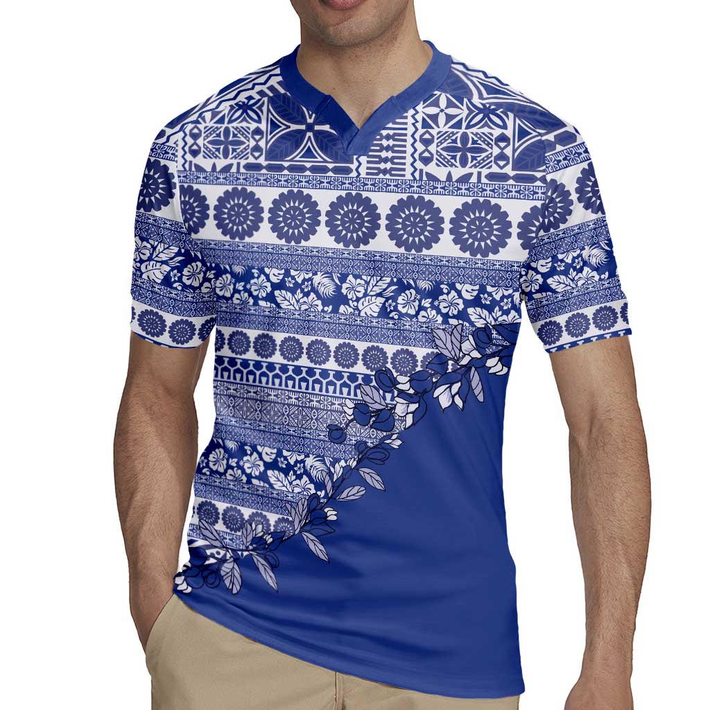 Fiji Marau na Kerisimasi Rugby Jersey Blue Tagimoucia Tapa Masi Tribal LT9 - Polynesian Pride