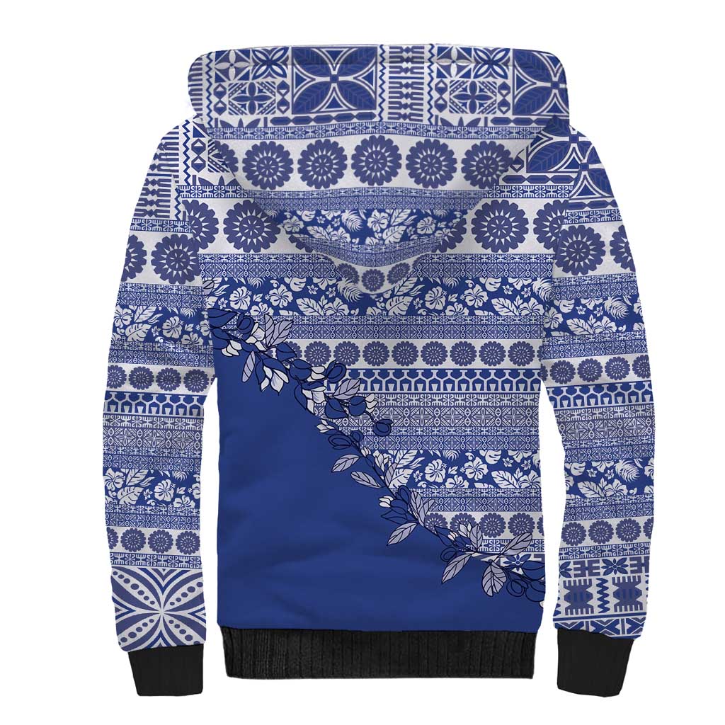 Fiji Marau na Kerisimasi Sherpa Hoodie Blue Tagimoucia Tapa Masi Tribal LT9 - Polynesian Pride