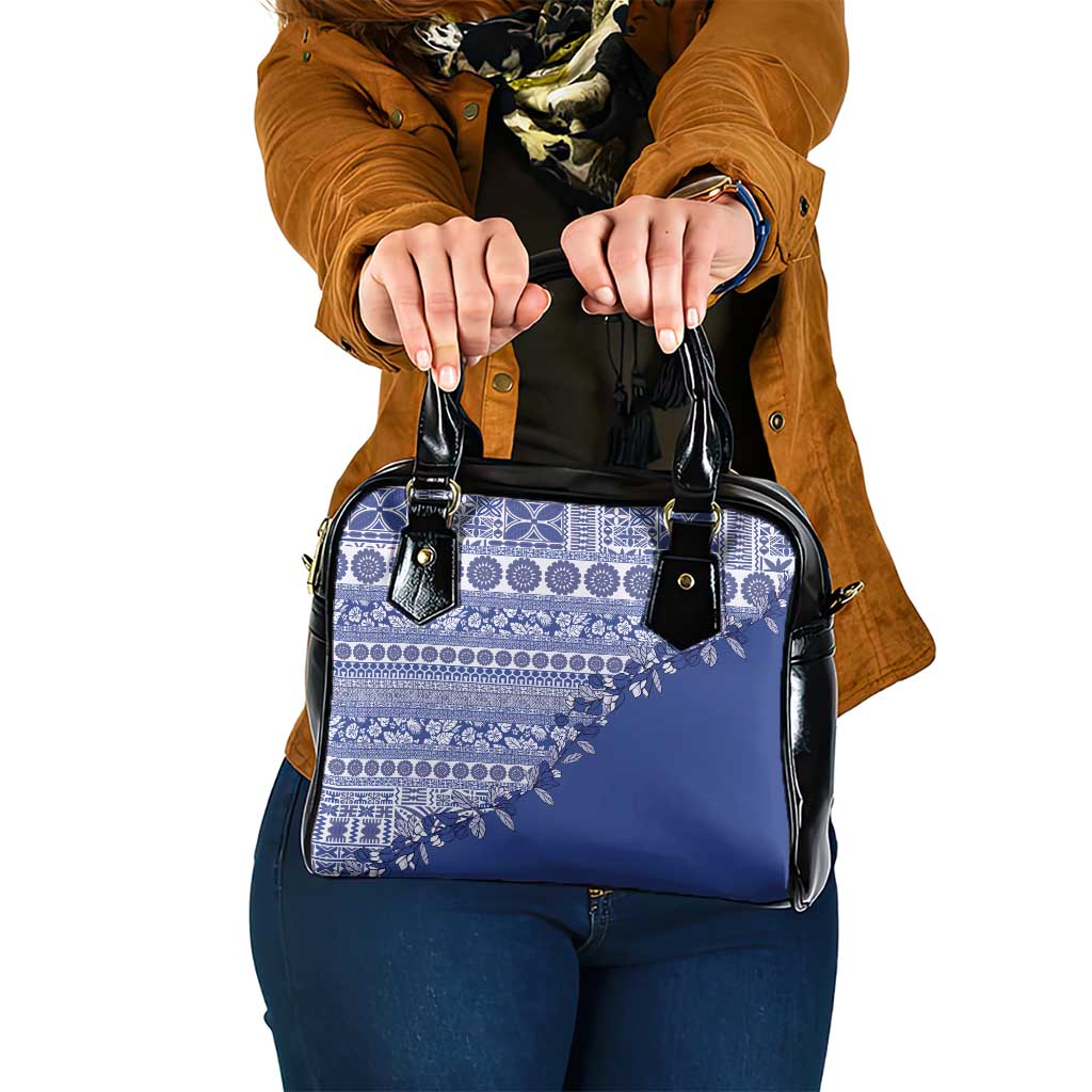Fiji Marau na Kerisimasi Shoulder Handbag Blue Tagimoucia Tapa Masi Tribal LT9 One Size Blue - Polynesian Pride