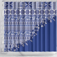 Fiji Marau na Kerisimasi Shower Curtain Blue Tagimoucia Tapa Masi Tribal LT9 - Polynesian Pride
