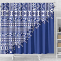 Fiji Marau na Kerisimasi Shower Curtain Blue Tagimoucia Tapa Masi Tribal LT9 - Polynesian Pride