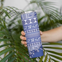 Fiji Marau na Kerisimasi Skinny Tumbler Blue Tagimoucia Tapa Masi Tribal LT9 - Polynesian Pride
