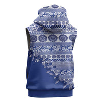 Fiji Marau na Kerisimasi Sleeveless Hoodie Blue Tagimoucia Tapa Masi Tribal LT9 - Polynesian Pride