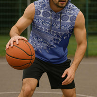 Fiji Marau na Kerisimasi Sleeveless Hoodie Blue Tagimoucia Tapa Masi Tribal LT9 - Polynesian Pride