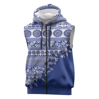 Fiji Marau na Kerisimasi Sleeveless Zip Hoodie Blue Tagimoucia Tapa Masi Tribal LT9 Blue - Polynesian Pride