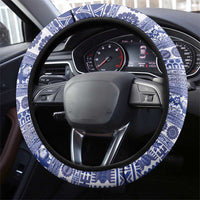 Fiji Marau na Kerisimasi Steering Wheel Cover Blue Tagimoucia Tapa Masi Tribal LT9 - Polynesian Pride