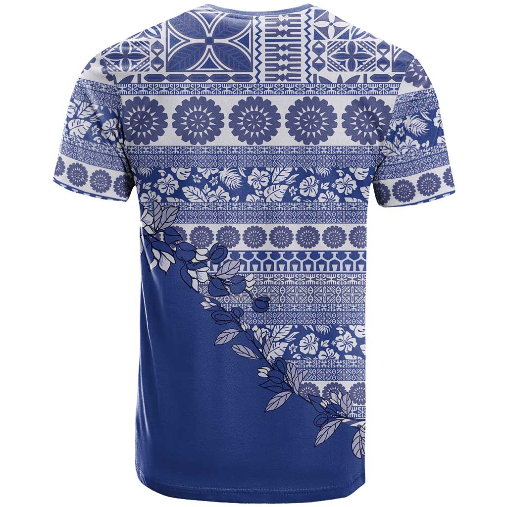 Fiji Marau na Kerisimasi T Shirt Blue Tagimoucia Tapa Masi Tribal LT9 - Polynesian Pride