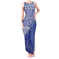 Fiji Marau na Kerisimasi Tank Maxi Dress Blue Tagimoucia Tapa Masi Tribal LT9 Women Blue - Polynesian Pride