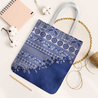 Fiji Marau na Kerisimasi Tote Bag Blue Tagimoucia Tapa Masi Tribal LT9 White Strap One Size Blue - Polynesian Pride