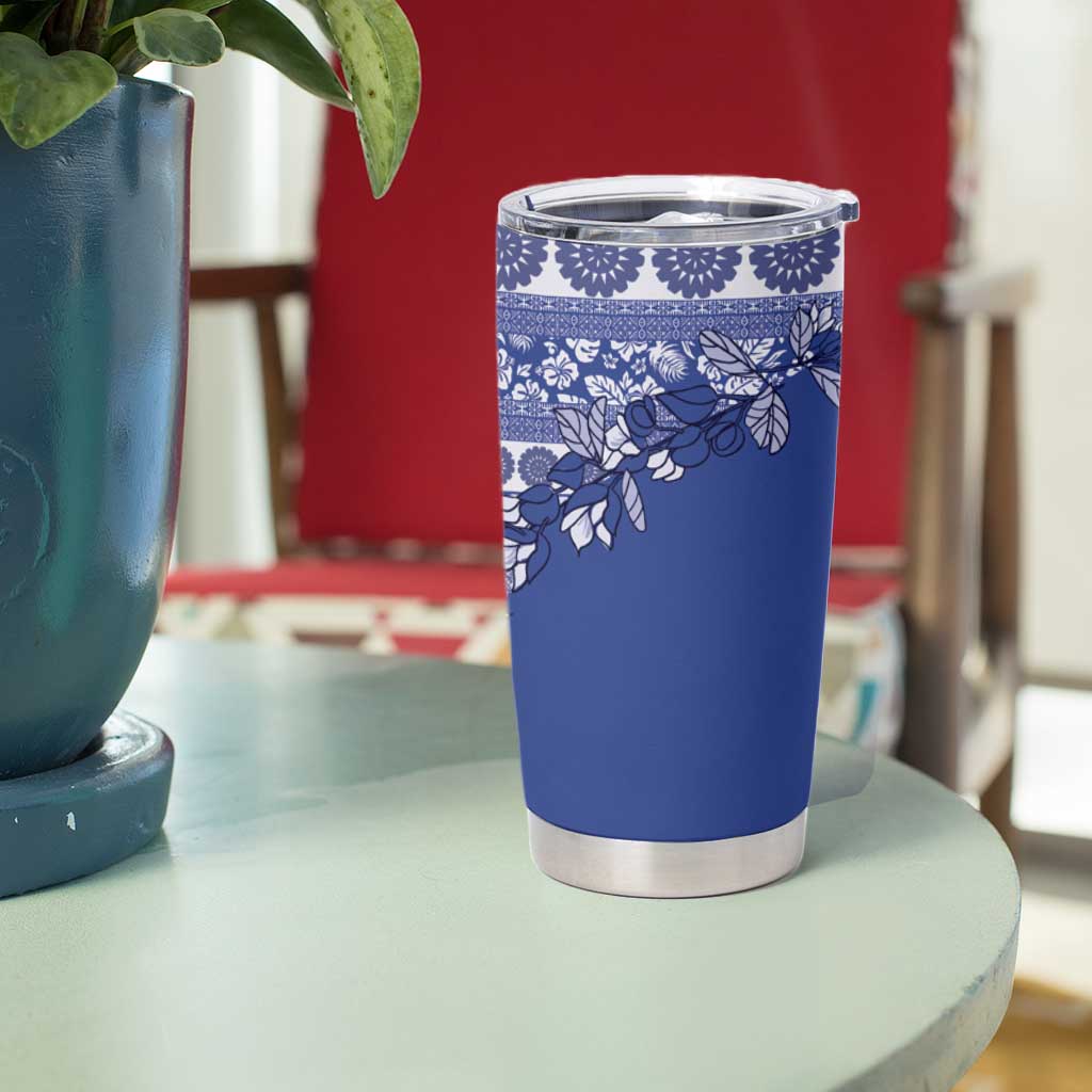 Fiji Marau na Kerisimasi Tumbler Cup Blue Tagimoucia Tapa Masi Tribal LT9 - Polynesian Pride