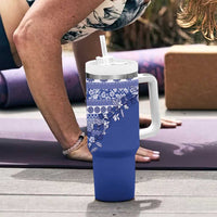 Fiji Marau na Kerisimasi Tumbler With Handle Blue Tagimoucia Tapa Masi Tribal LT9 - Polynesian Pride
