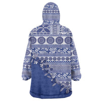 Fiji Marau na Kerisimasi Wearable Blanket Hoodie Blue Tagimoucia Tapa Masi Tribal LT9 - Polynesian Pride