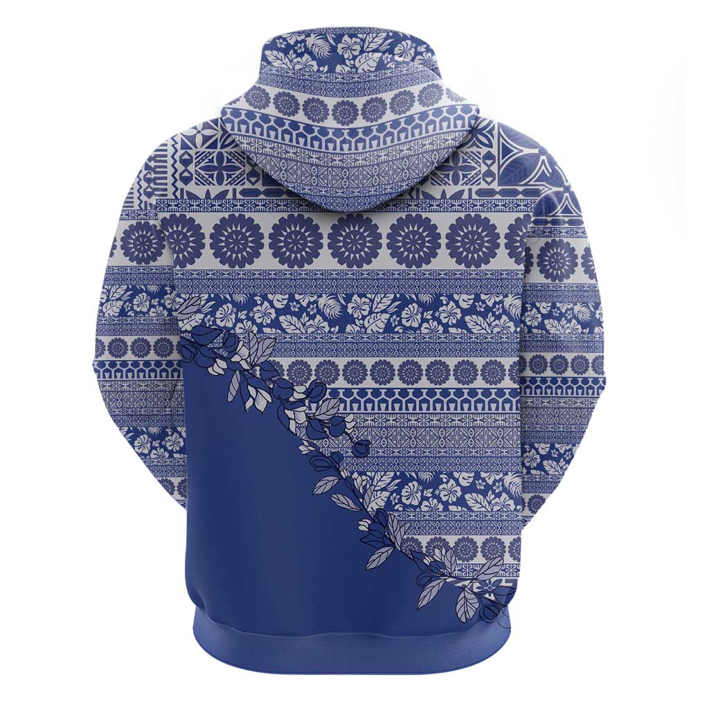 Fiji Marau na Kerisimasi Zip Hoodie Blue Tagimoucia Tapa Masi Tribal LT9 - Polynesian Pride