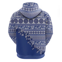 Fiji Marau na Kerisimasi Zip Hoodie Blue Tagimoucia Tapa Masi Tribal LT9 - Polynesian Pride