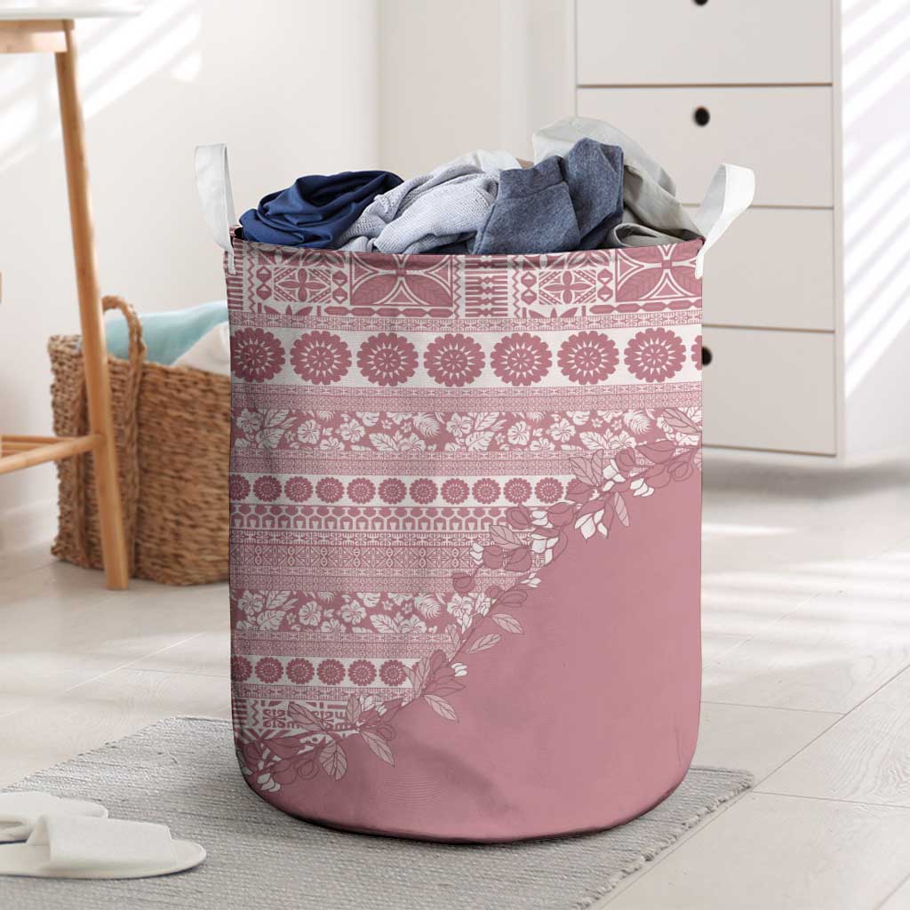 Fiji Marau na Kerisimasi Laundry Basket Dusty Rose Tagimoucia Tapa Masi Tribal LT9 Pink - Polynesian Pride