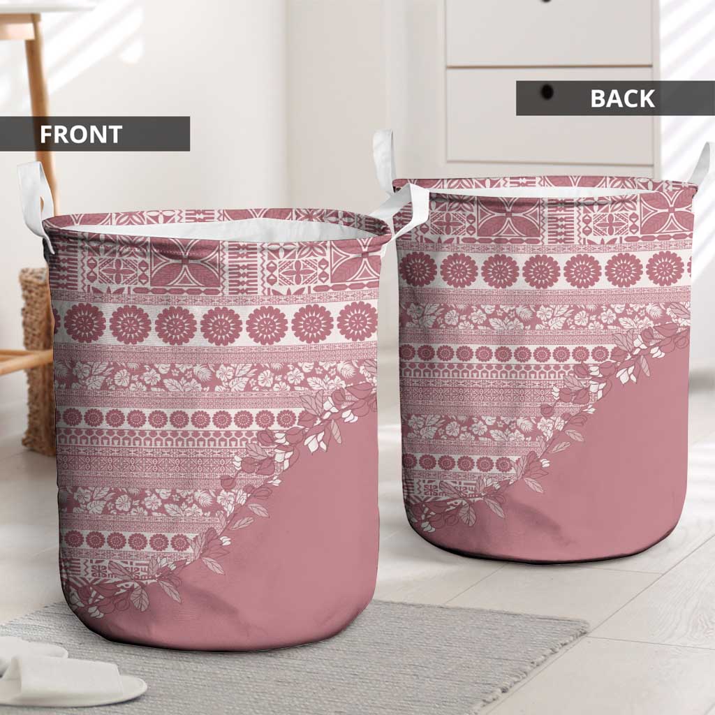 Fiji Marau na Kerisimasi Laundry Basket Dusty Rose Tagimoucia Tapa Masi Tribal LT9 - Polynesian Pride