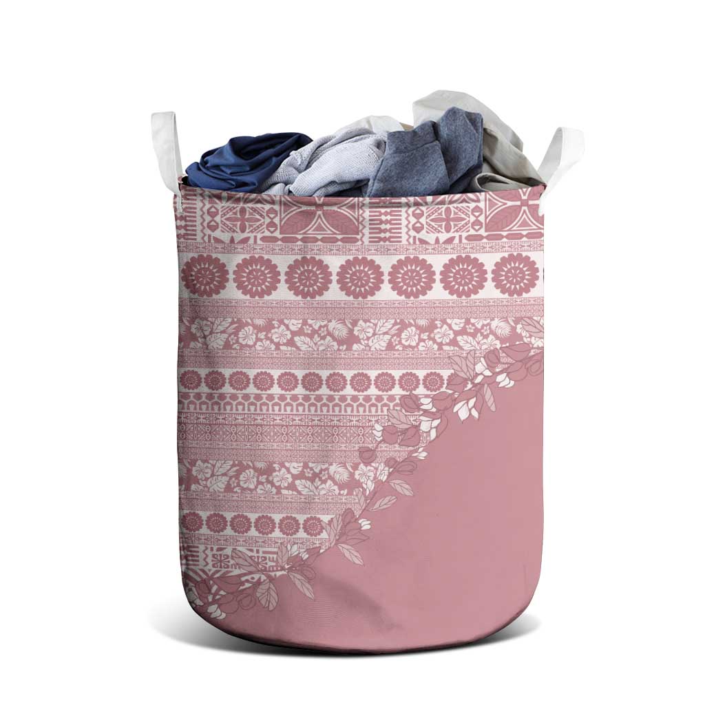 Fiji Marau na Kerisimasi Laundry Basket Dusty Rose Tagimoucia Tapa Masi Tribal LT9 - Polynesian Pride