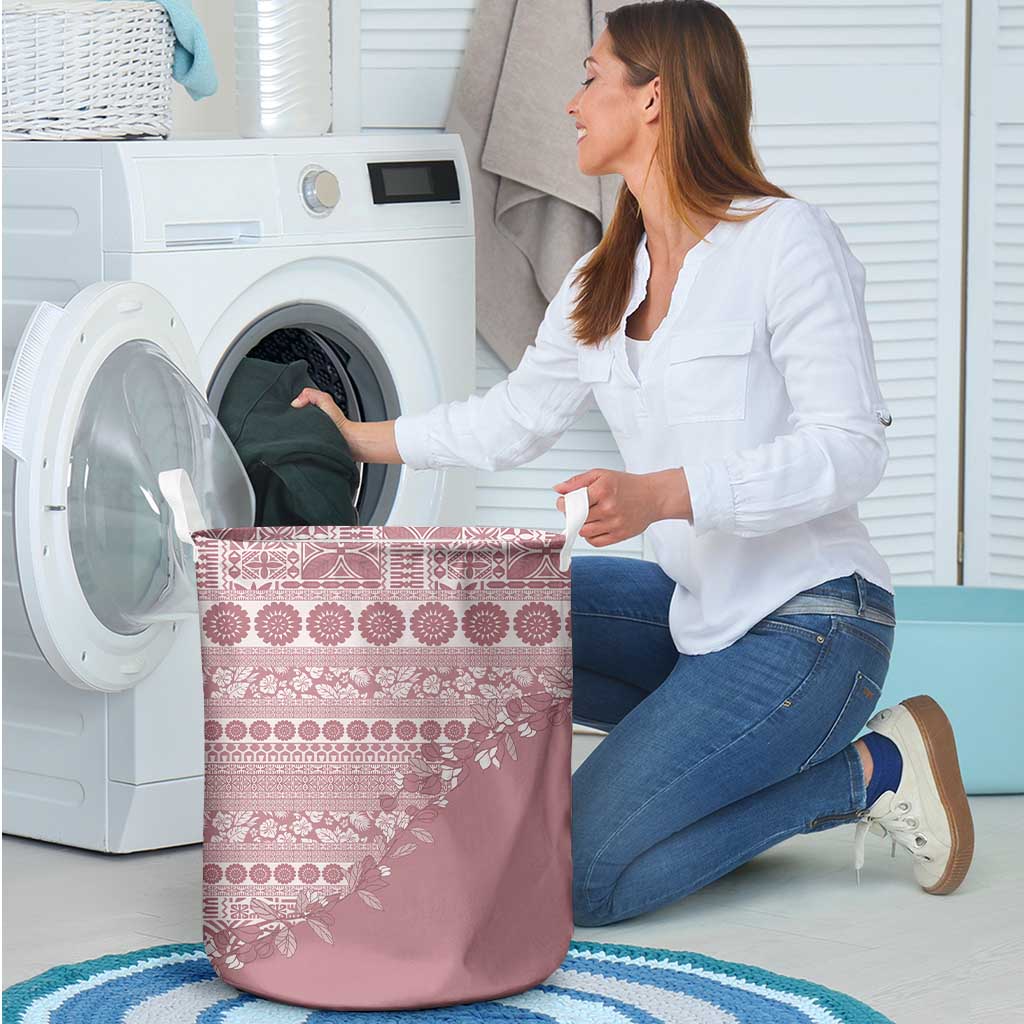 Fiji Marau na Kerisimasi Laundry Basket Dusty Rose Tagimoucia Tapa Masi Tribal LT9 - Polynesian Pride