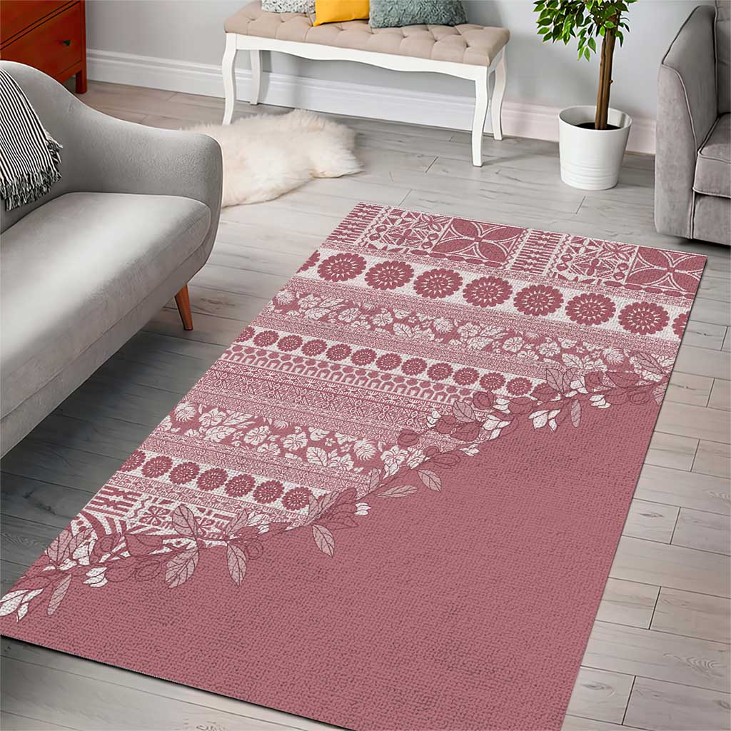 Fiji Marau na Kerisimasi Area Rug Dusty Rose Tagimoucia Tapa Masi Tribal LT9 - Polynesian Pride