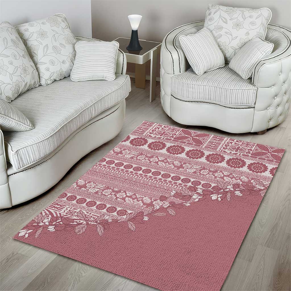 Fiji Marau na Kerisimasi Area Rug Dusty Rose Tagimoucia Tapa Masi Tribal LT9 - Polynesian Pride