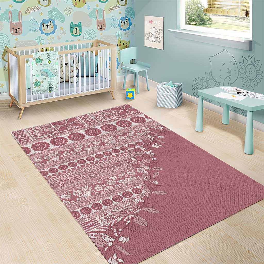 Fiji Marau na Kerisimasi Area Rug Dusty Rose Tagimoucia Tapa Masi Tribal LT9 - Polynesian Pride
