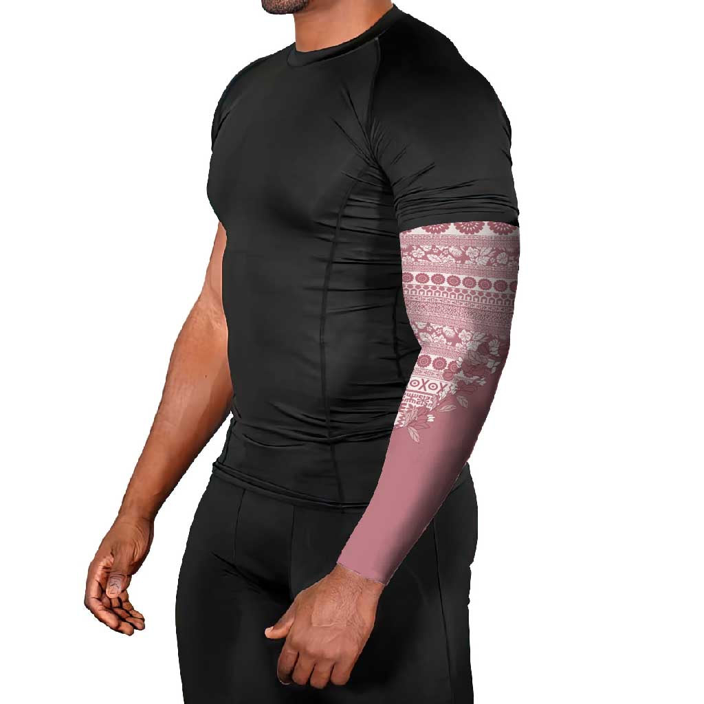 Fiji Marau na Kerisimasi Arm Sleeves Dusty Rose Tagimoucia Tapa Masi Tribal LT9 - Polynesian Pride
