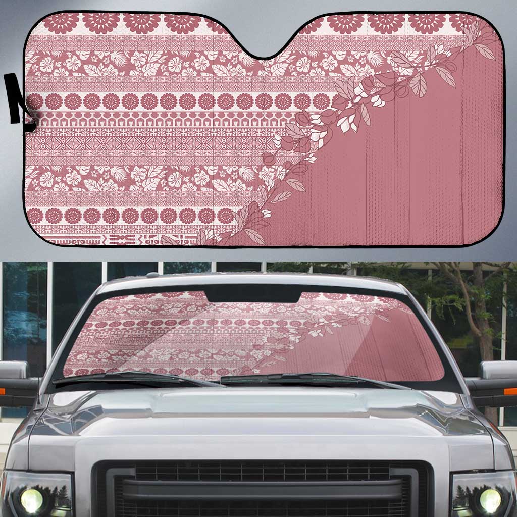 Fiji Marau na Kerisimasi Auto Sun Shade Dusty Rose Tagimoucia Tapa Masi Tribal LT9 Pink - Polynesian Pride