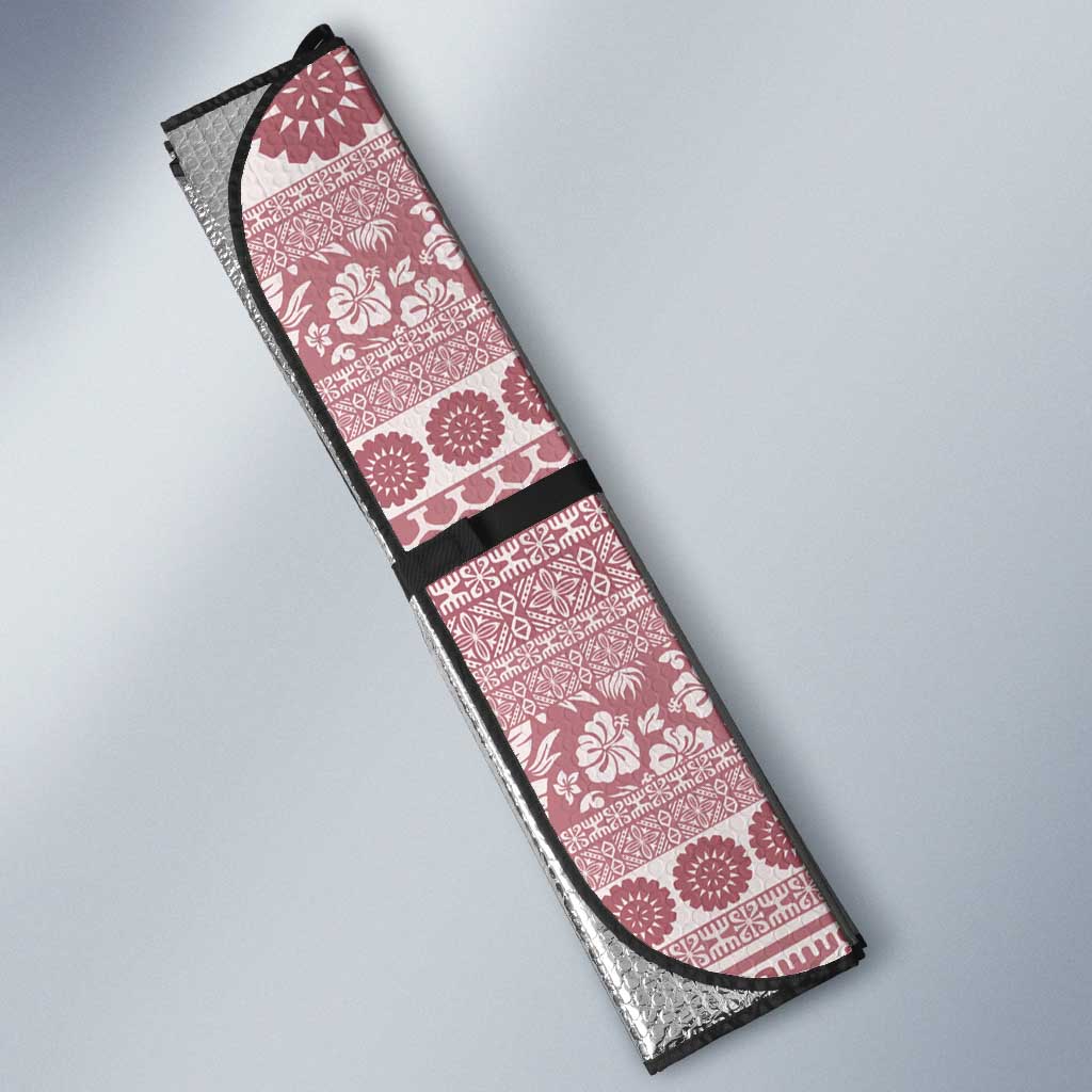 Fiji Marau na Kerisimasi Auto Sun Shade Dusty Rose Tagimoucia Tapa Masi Tribal LT9 - Polynesian Pride